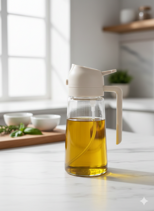 2-in-1 Glass Oil Bottle | Spray & Pour Dual-Function Dispense
