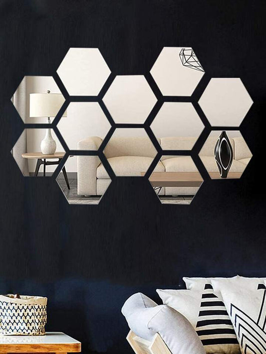 Luxury Hexagon Mirror Wall Decor – Modern Home Aesthetic Wall Art (Set of Panels) | Cash on Delivery Available 🇵🇰